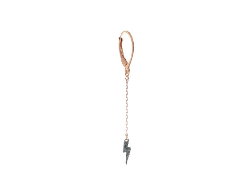 AURUM SINGLE CLASP LONG EARRING IN 18 KARAT ROSE GOLD WITH THUNDERBOLT AND CHROME DIAMOND DUST MAMAN ET SOPHIE ORPOW77K